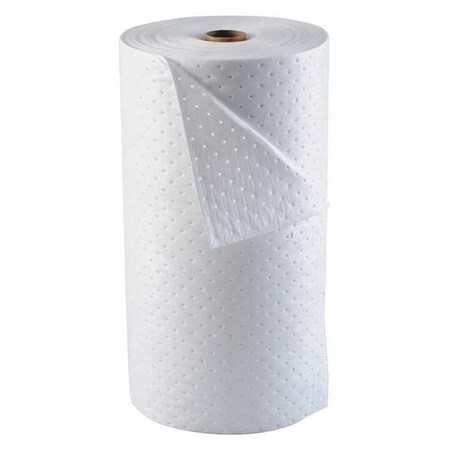 Sorbent Roll, 49 gal, 30 in x 150 ft, Oil, White, Polypropylene