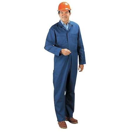 CT10 Coverall, Cotton/Polyester, 7.25 oz Fabric Weight, 34 in Inseam, Navy, 44 Long