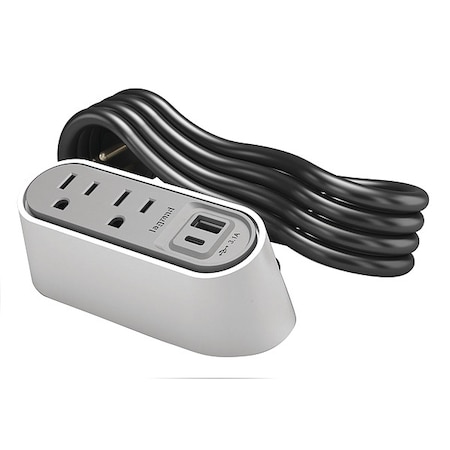 FurniturePowerOutlet,White,2Outlet,6ft