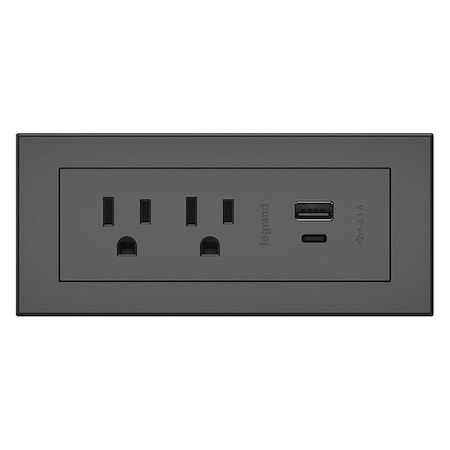 FurniturePowerOutlet,Black,2Outlet,10ft