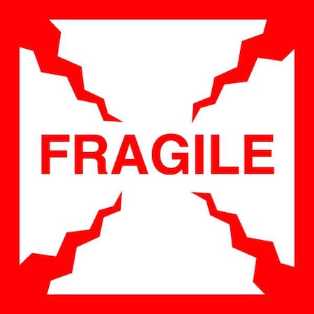 4" x 4" Adhesive Back Shipping Labels, Fragile, Pk500