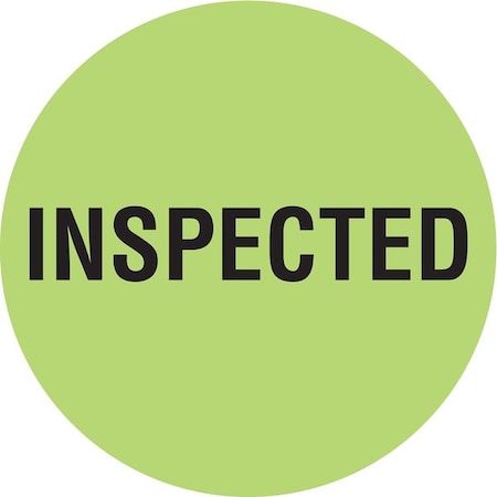 Circle Inventory Control Label, Inspected, Green, Pk1000