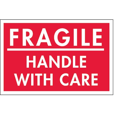 2" x 3" Adhesive Back Shipping Labels, Fragile Handle with Care, Pk500