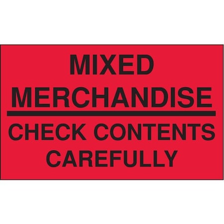3" x 5" Adhesive Back Shipping Labels, Mixed Merch., Check Contents, Pk500