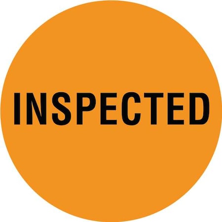 Circle Inventory Control Label, Inspected, Orange, Pk1000