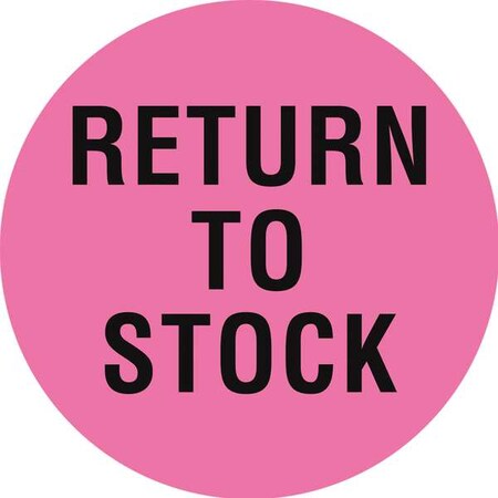 Circle Inventory Control Label, Return to Stock, Pink, Pk1000