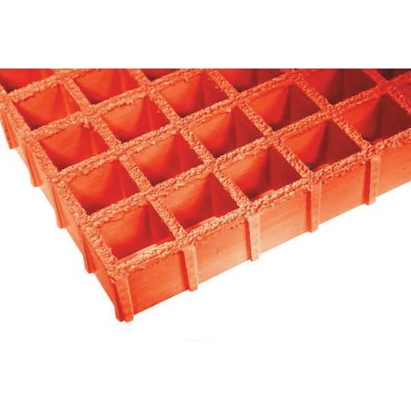 Fiberglass Molded Grating, 60 in Span, Grit-Top Surface, Vi-Corr Resin, Orange
