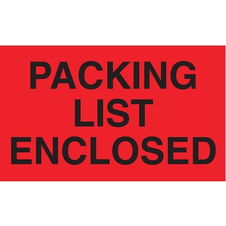 Shipping Labels 3", Packing List Enclosed, Red, Pk50