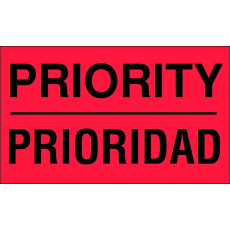 3" x 5" Adhesive Back Bilingual Shipping Labels, Priority/Prioridad, Pk50