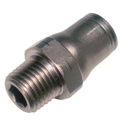 Push-Fit Adapter Fitting, 9/16 in Tube Size, Brass, Silver