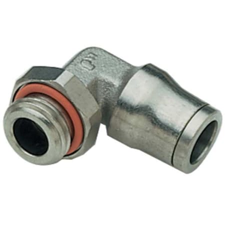 Push-Fit Elbow Fitting, 1/4 in Tube Size, Brass, Silver