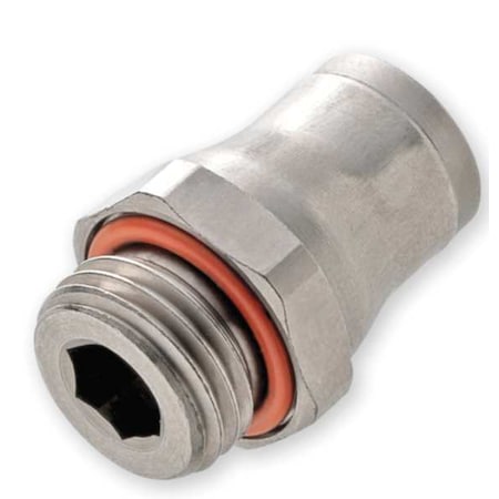Push-Fit Adapter Fitting, 5/16 in Tube Size, Brass, Silver
