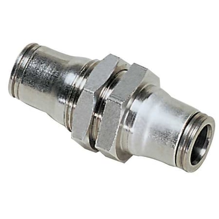 Push-Fit Union Fitting, 1/4 in Tube Size, Brass, Silver