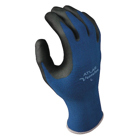 Coated Gloves, Nitrile, Foam, Palm and Fingers, Not Rated Abrasion Level, Black/Blue, L (8) 1 PR