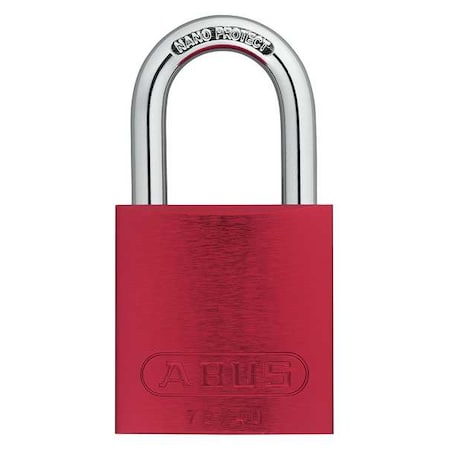 Lockout Padlock, Keyed Alike, Aluminum, Red, 1 in Shackle Height, 1 1/2 in Body Width, 12 PK