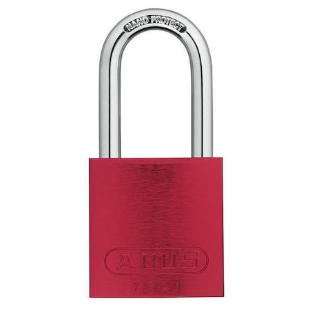Lockout Padlock, Keyed Alike, Aluminum, Red, 1 1/2 in Shackle Height, 1 9/16 in Body Width, 12 PK