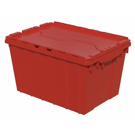 Attached Lid Container, 12 gal Volume Cap., 21 1/2 in L, 15 1/4 in W, 12 1/2 in H, Red