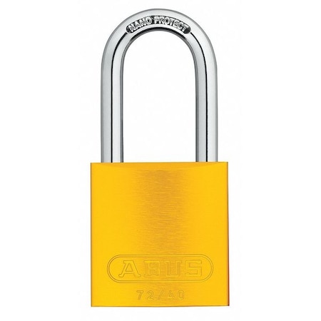 Lockout Padlock, Keyed Alike, Aluminum, Yellow, 1 1/2 in Shackle Height, 1 9/16 in Body Width