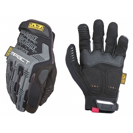 M-Pact Impact Resistant Work Gloves, Vibration Absorption, TPR, Black/Gray, Small, 1 Pair