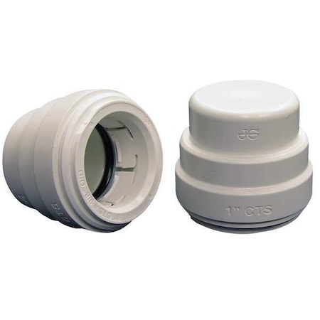 Push-Fit Fitting Cap, 1/2 in Tube Size, Polysulfone, White