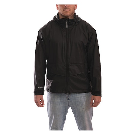 Stormflex Rain Jkt w/Hood/Pockets, Stretch, Black, XL