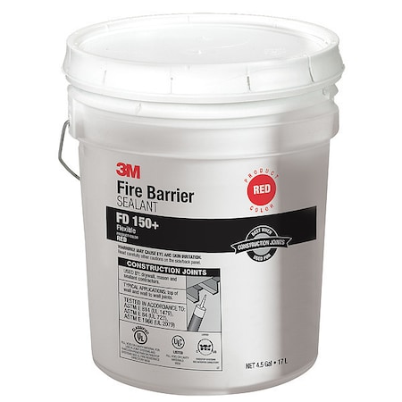 Fire Barrier Sealant, Caulk, Red, Elastomeric, Up to 4 Hr Fire Rating, 4.5 Gallon Pail