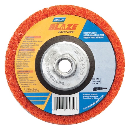 Non-Woven Depressed Center Disc, Type 27, 4 1/2 in Dia, 1 in Thick, 5/8"-11 Arbor Hole Size