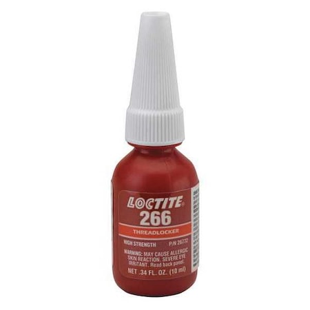 Threadlocker, LOCTITE 266, Red, High Strength, Liquid, 10 mL Bottle