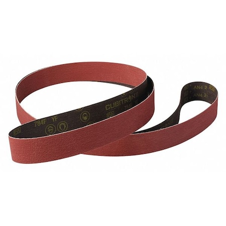Sanding Belt, 2 in W, 48 in L, Coated, Ceramic, 60 Grit, Not Applicable, 784F, Maroon