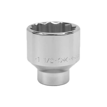 1/2 in Drive, 1-1/2" SAE, Socket, 12 Points,  Steel, Chrome, 1 1/2 in