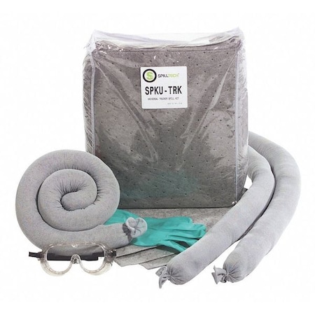 Spill Kit, 9 gal Volume Absorbed per Kit, Bag, Clear, 28