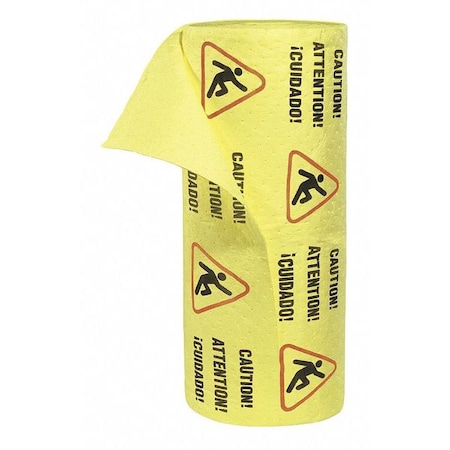 Sorbent Roll, 92 gal, 30 in x 300 ft, Universal, Yellow, Polypropylene
