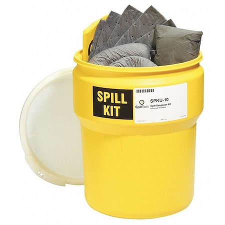 Spill Kit, 10 Gallon Volume Absorbed per Kit, 10 Gallon Container Capacity, Yellow, 36 Components