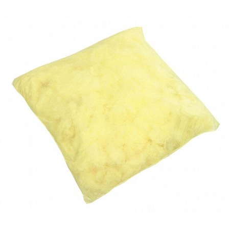 Sorbent Pillow, 30 gal, 10 in x 10 in, Harsh Chemicals, Yellow, 40 PK