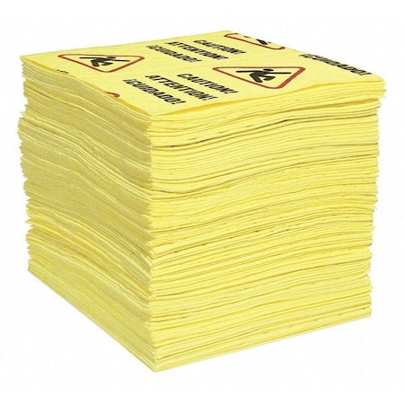 Sorbent Pad, 24 gal, 15 in x 19 in, Universal, Yellow, 100 PK
