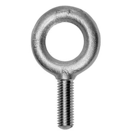 Eye Bolt Without Shoulder, 1/2"-13, 6 in Shank, 1-3/16 in ID, Steel, Plain