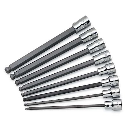 3/8" Drive Ball Hex Socket Bit Metric 4 mm Tip, 7 in L