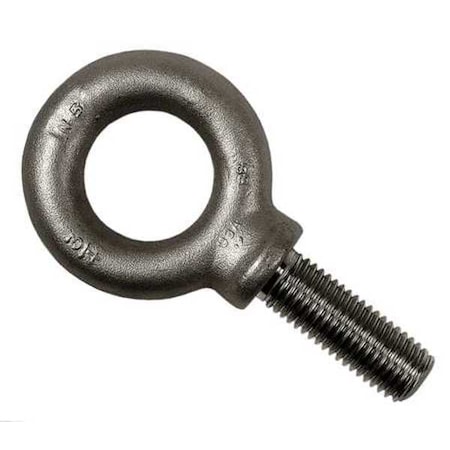 Eye Bolt With Shoulder, 1/4"-20, 1 in Shank, 3/4 in ID, Steel, Plain