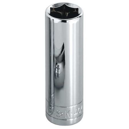 1/2 in Drive, 7/16" SAE Socket, 6 Points,  Steel, Chrome, 7/16 in