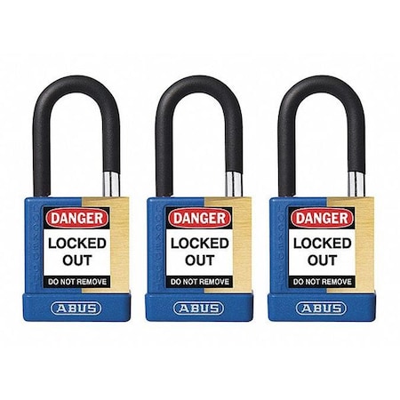 Keyed Padlock, Open, Rectangular Steel Body, Hardened Steel Shackle, 3/4 in W, 3 PK