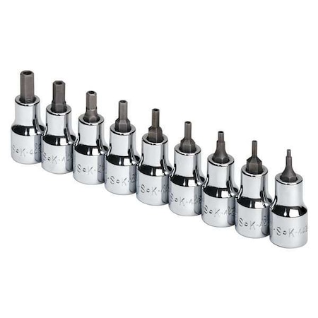 3/8" Drive Socket Bit Set, SAE, 9pcs