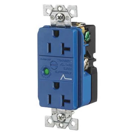 Straight Blade Receptacle, 5-20R, 20 A, 125V AC, 2 Pole, 3 Wire, Flush Mount, Grounded