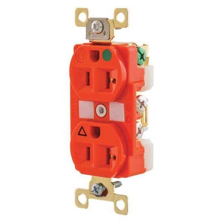 Straight Blade Receptacle, 5-20R, 20 A, 125V AC, 2 Pole, 3 Wire, Flush Mount, Isolated Ground