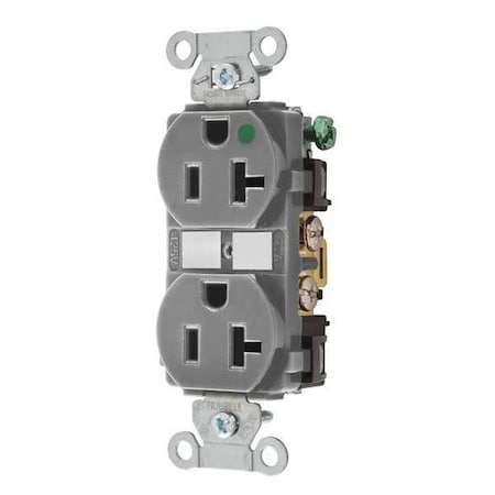 Straight Blade Receptacle, 5-20R, 20 A, 125V AC, 2 Pole, 3 Wire, Flush Mount, Grounded