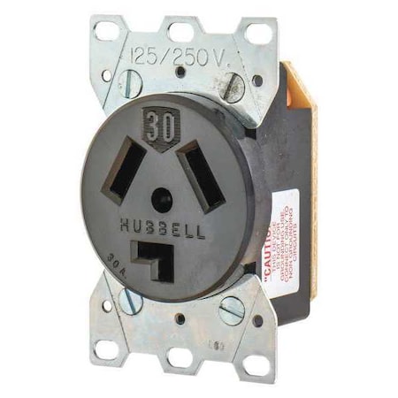 Straight Blade Receptacle, 10-30R, 30 A, 125/250V AC, 3 Pole, 3 Wire, Flush Mount, Non-Grounded
