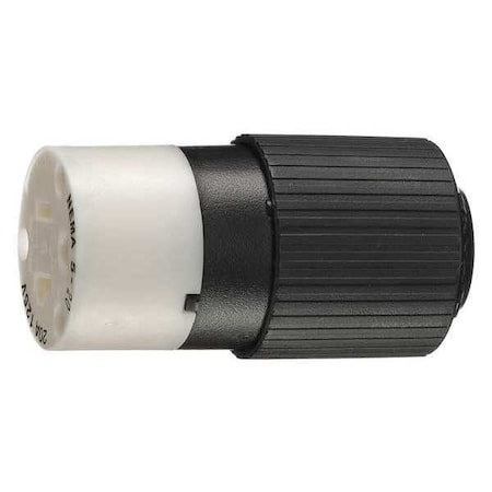 Straight Blade Connector, 5-20R, 20 A, 125V AC, 2 Pole, 3 Wire, Screw Terminals, Black, White