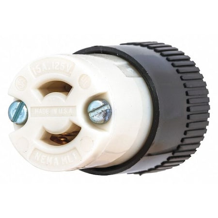 Midget Locking Connector, ML1-15R, 15 A, 125V AC, Single Phase, 2 Pole, Screw Terminals