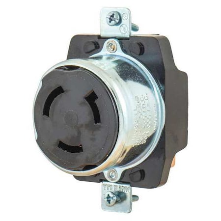 Locking Receptacle, Non-NEMA, 50 A, 250/600V AC, Single Phase, 2 Pole, Flush Mount, Screw Terminals