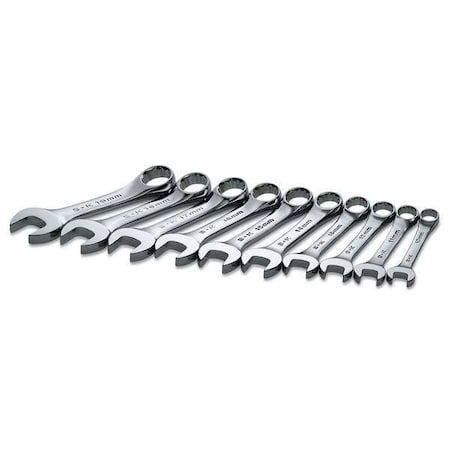 Combo Wrench Set,Short,10-19mm,10 Pc