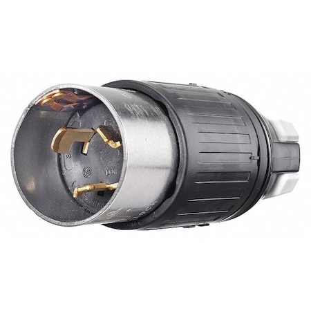 Locking Plug, Non-NEMA, 50 A, 250/600V AC, Single Phase, 3 Pole, Screw Terminals, Black